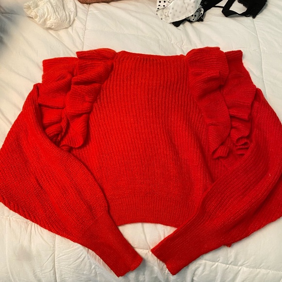 Zara red ruffle sweater. Never worn - Picture 2 of 3